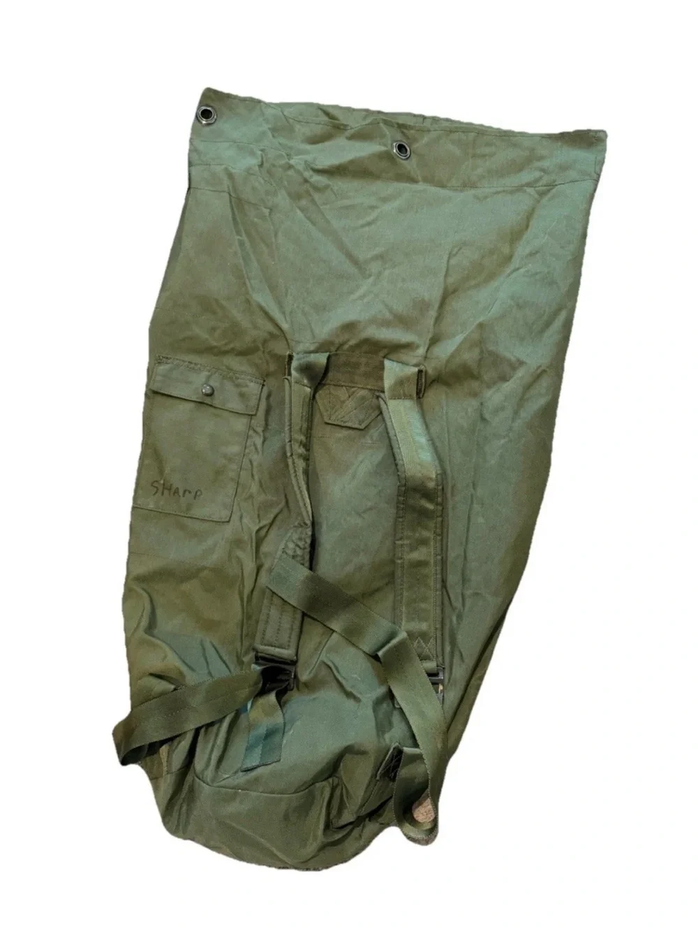 USGI Olive Drab Top Load NylonDuffle Bag with BackpackStraps USA Armed Forces